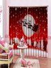 2PCS Father Christmas Deer Night Window Curtains -  