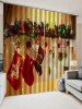 2PCS Christmas Gift Stockings Pattern Window Curtains -  