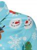 Christmas Candy Snowflakes Elk Print Casual Shirt -  