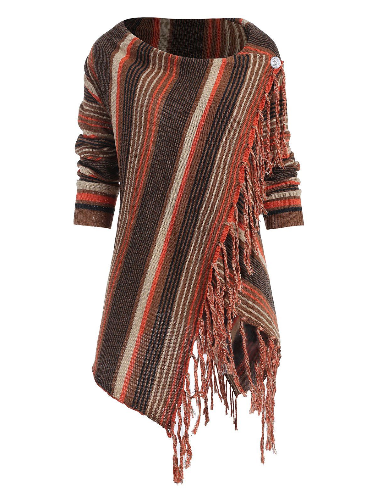 

Striped Fringed Cardigan, Multi