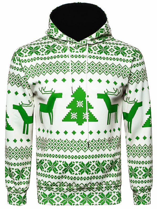

Christmas Snowflake Geometric Print Hoodie, Yellow green