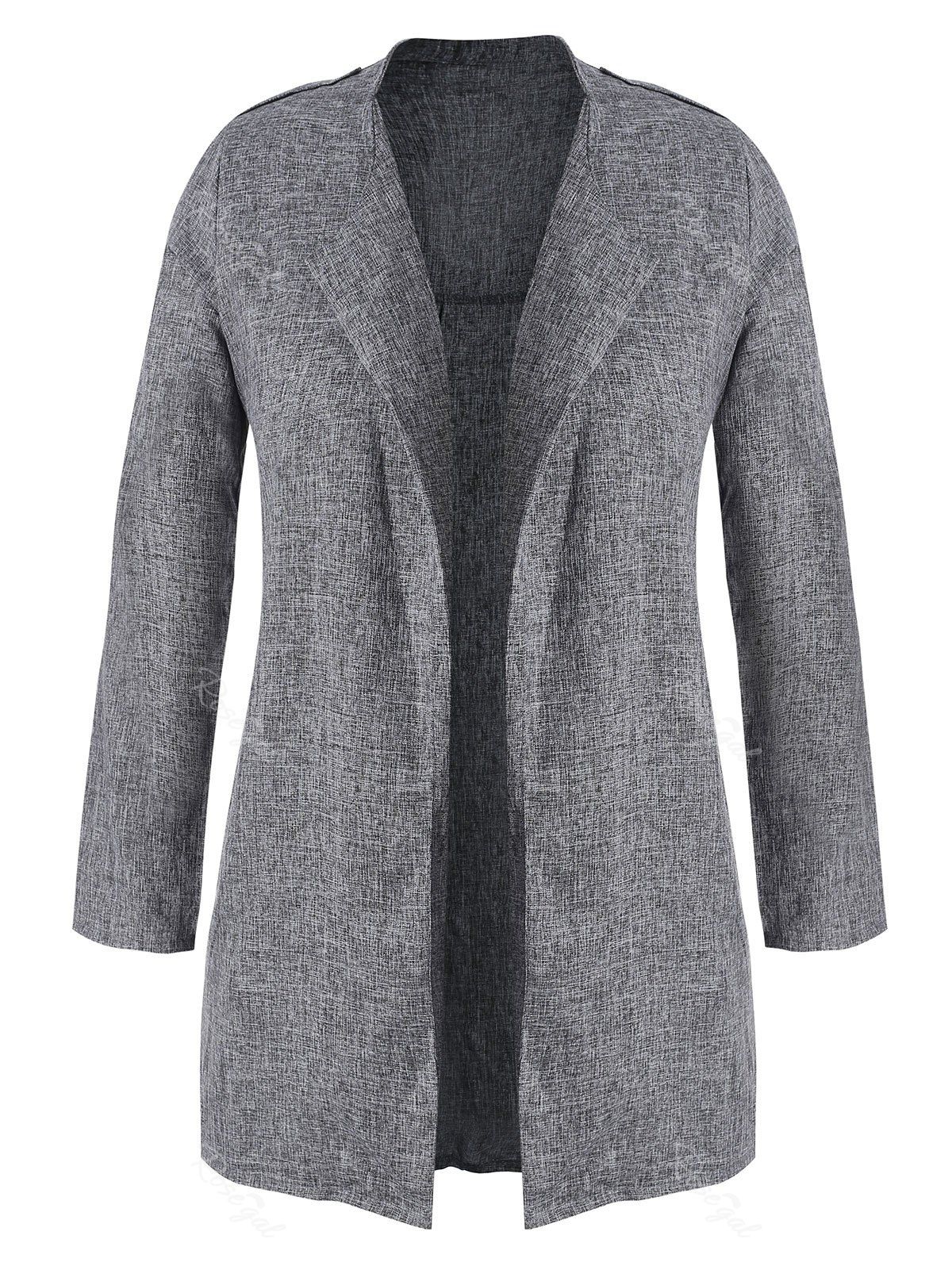 

Plus Size Longline Coat with Open Front, Gray