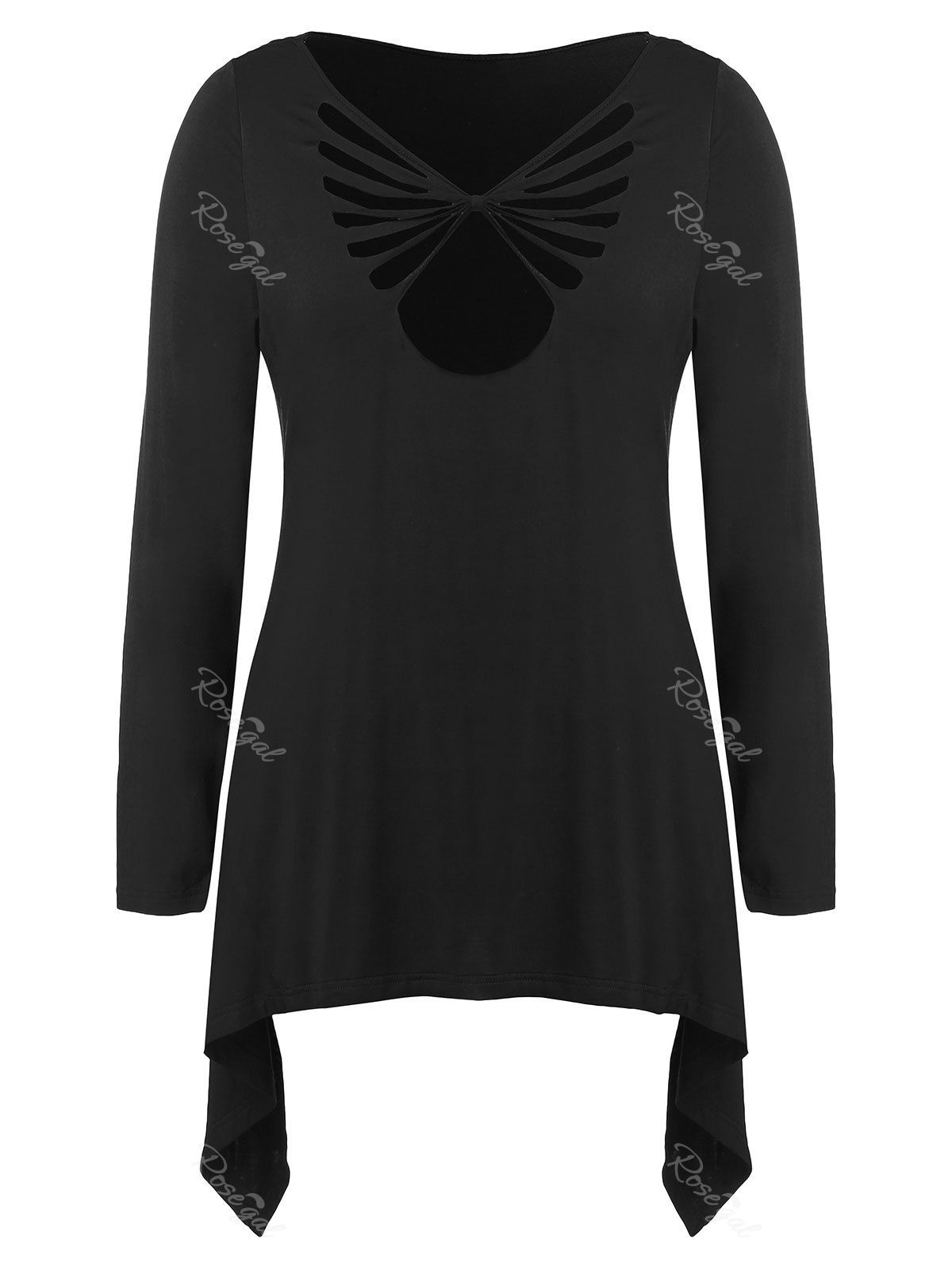 

Plus Size Cut Out Front Asymmetrical T-shirt, Black
