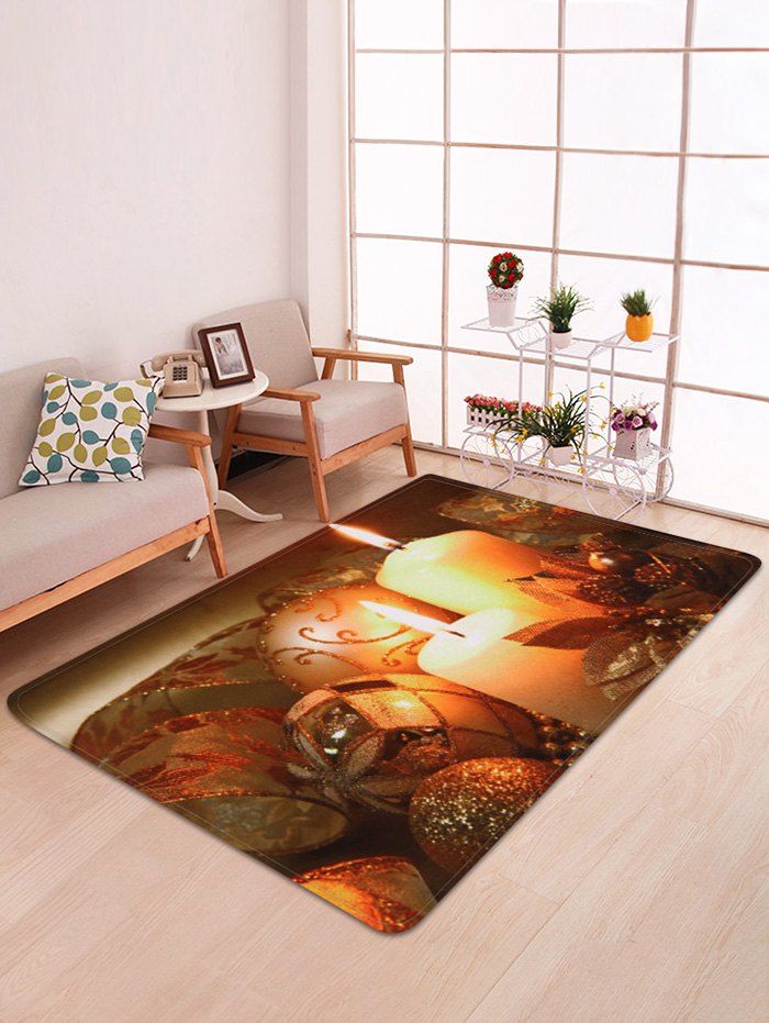 

Christmas Candle Printed Floor Mat, Brown bear