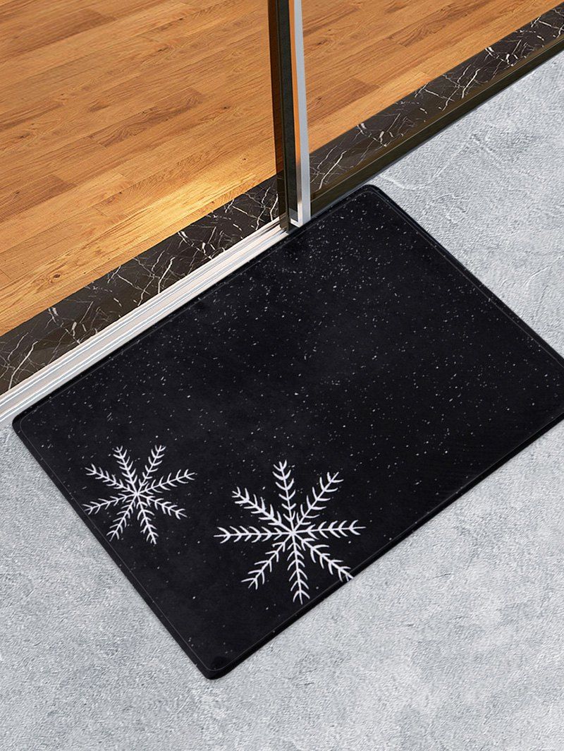 

Christmas Snowflake Printed Floor Mat, Black