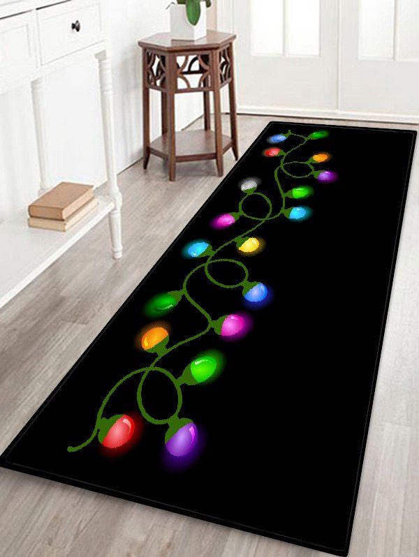 

Christmas Light Printed Floor Mat, Black