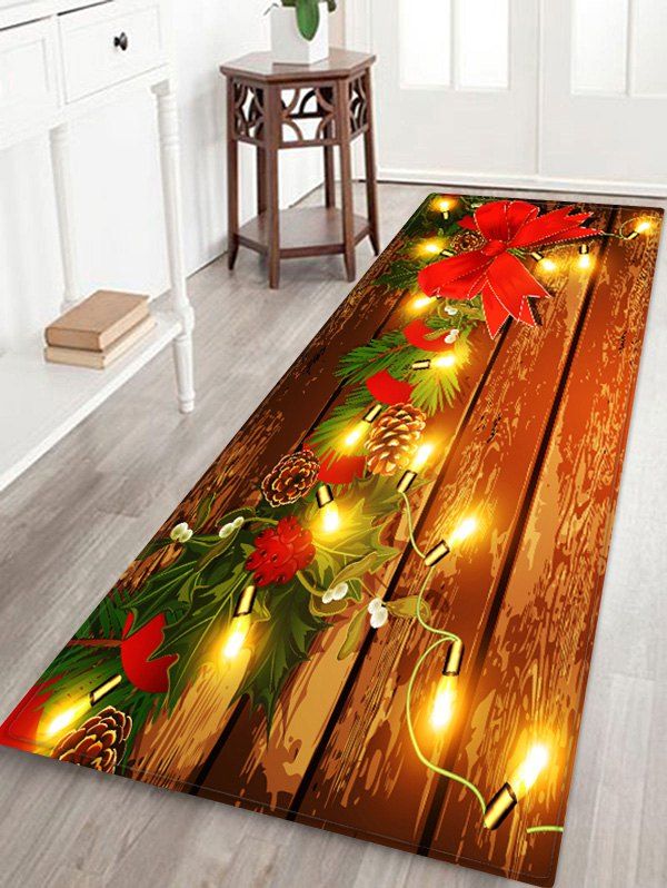 

Christmas Light Wooden Printed Floor Mat, Red