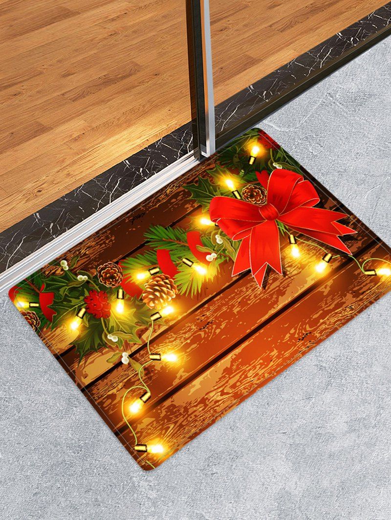 

Christmas Light Wooden Printed Floor Mat, Red