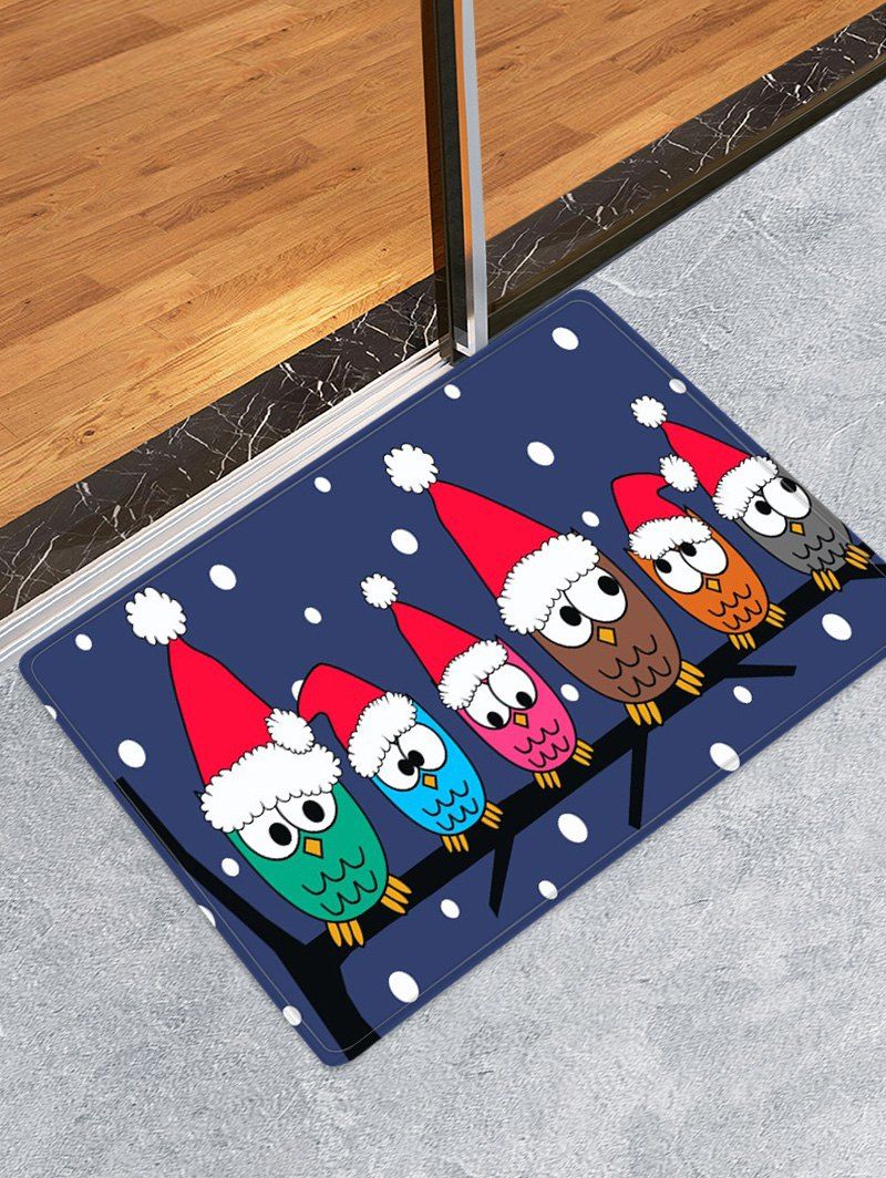 

Christmas Hat Bird Printed Floor Mat, Denim dark blue