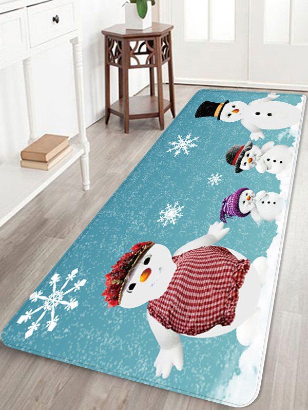 

Christmas Snowman Family Pattern Water Absorption Area Rug, Multi