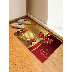 

Christmas Balls Bowknot Pattern Water Absorption Area Rug, Multi