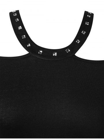 

Plus Size Rivet Cold Shoulder Tee, Black