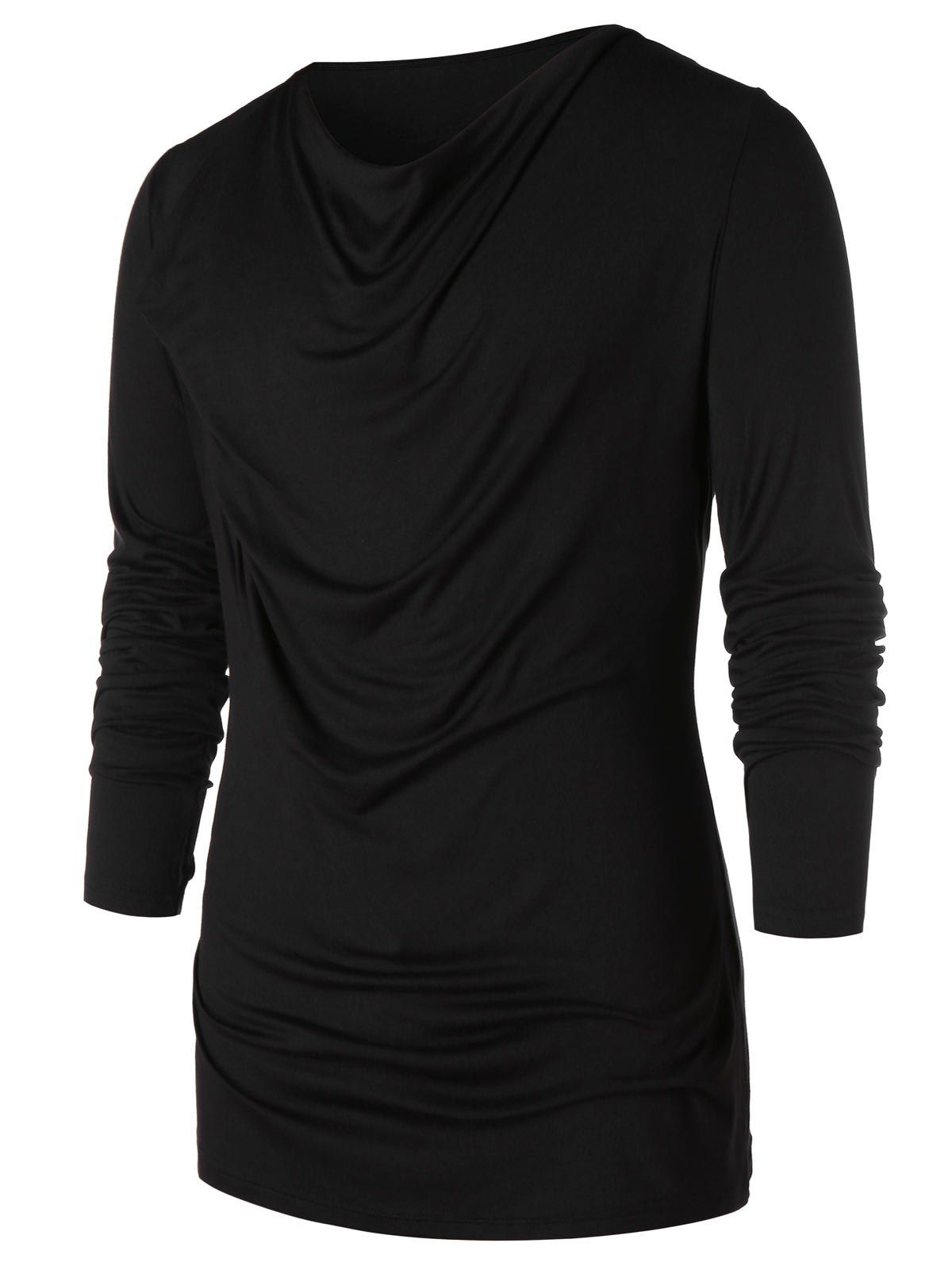 

Long Sleeve Pile Heap Collar T-shirt, Black
