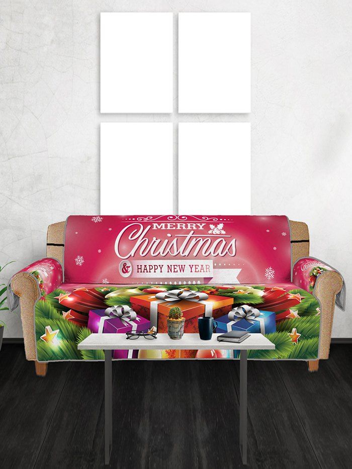 

Christmas Gifts Balls Pattern Couch Cover, Multi