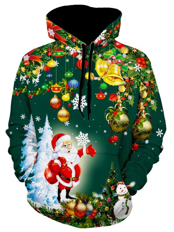 

Christmas Tree Santa Jingle Bells Christmas Hoodie, Dark forest green