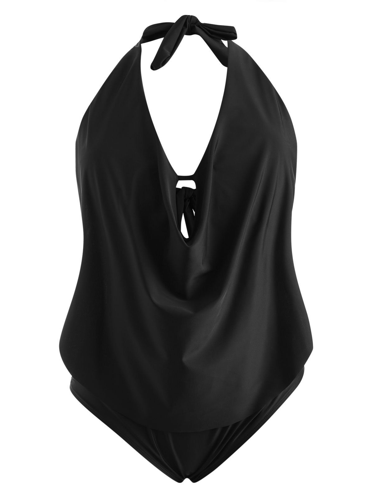 

Halter Neck Plus Size Padded Swimwear, Black