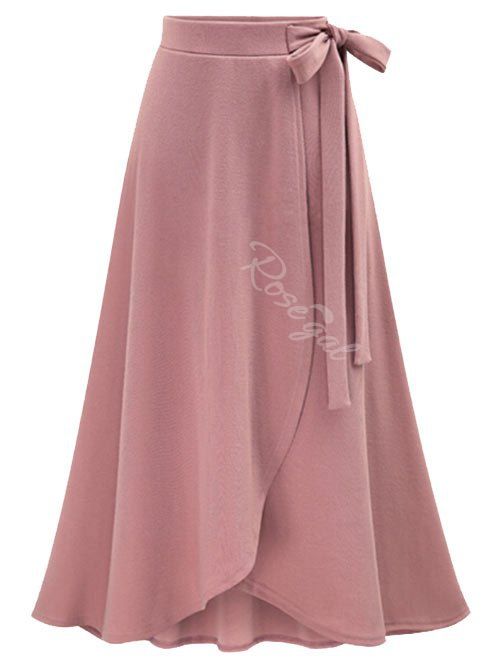 

High Waist Plus Size Front Slit Skirt, Pink