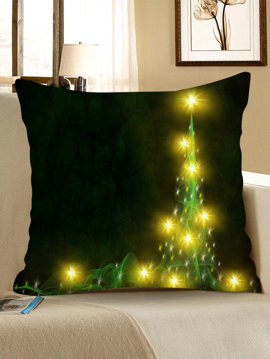

Christmas Tree Printed LED Light Pillowcase, Dark forest green