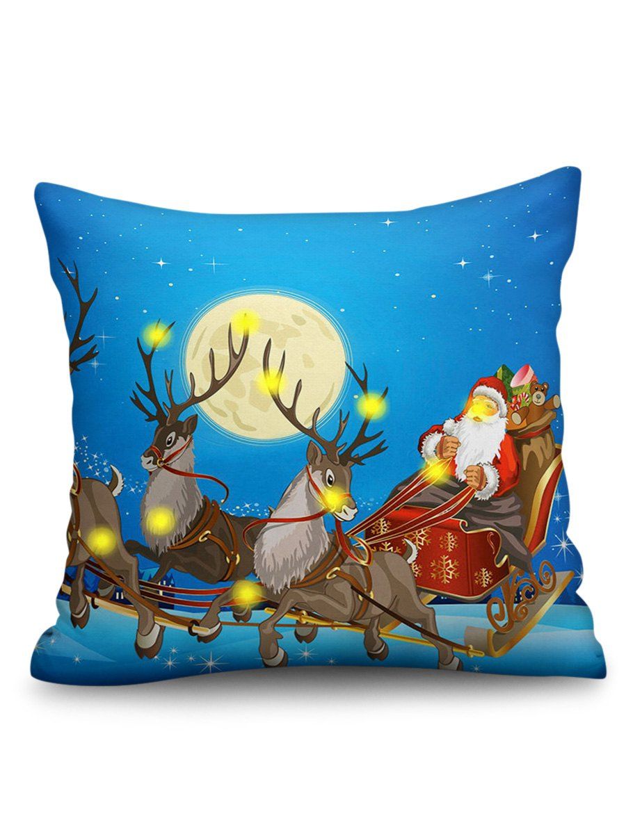 

Father Christmas Deer Printed LED Light Pillowcase, Deep sky blue