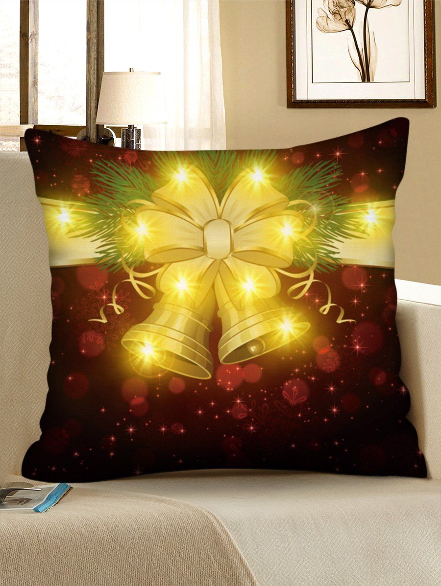 

Christmas Bells Print LED Light Pillowcase, Red wine