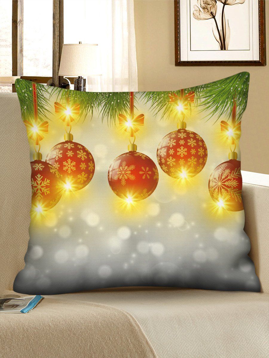 

Christmas Ball Print LED Light Pillowcase, White