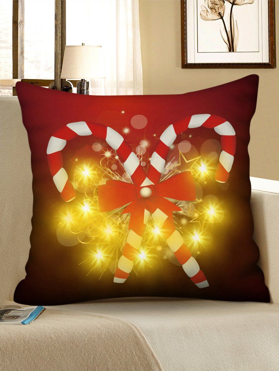 

Christmas Candy Cane Print LED Light Pillowcase, Red wine