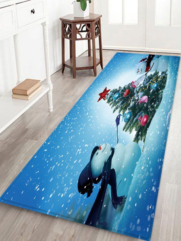 

Christmas Snowmen Tree Pattern Water Absorption Floor Rug, Multi