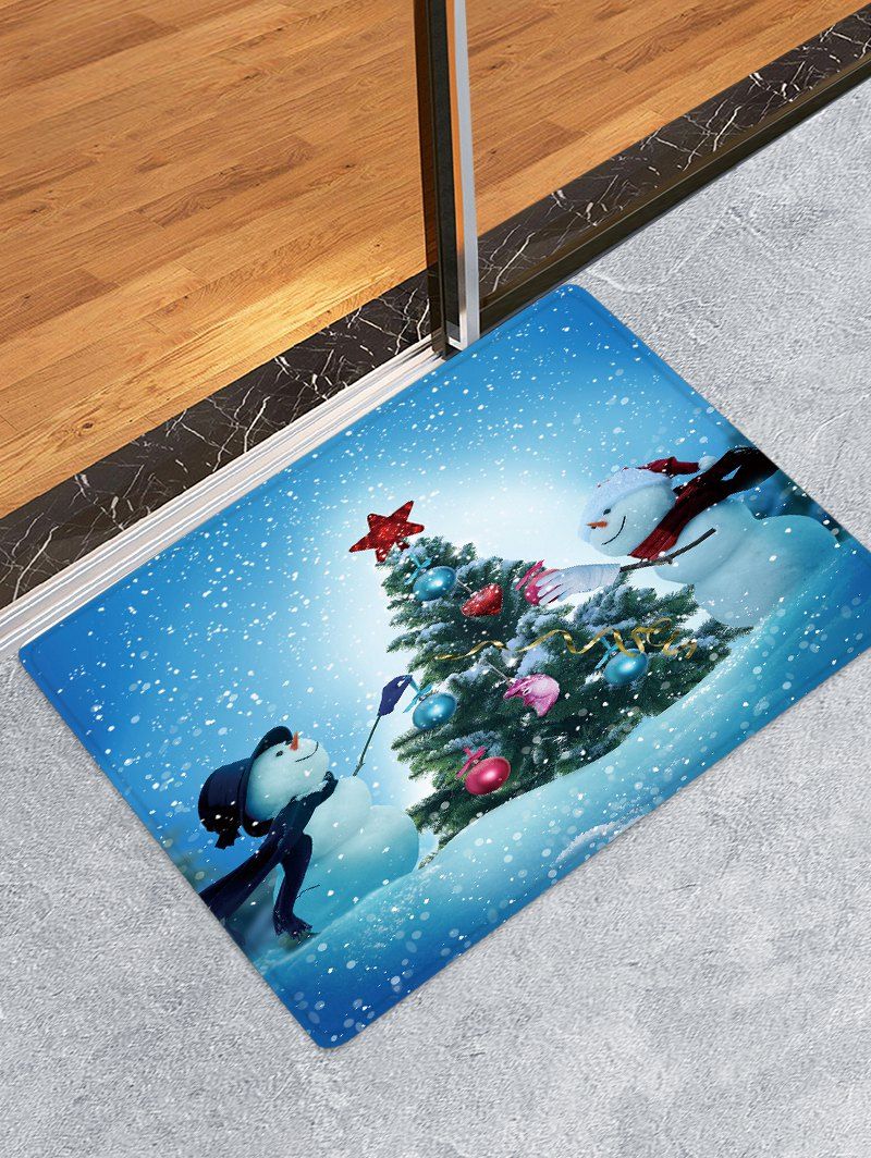 

Christmas Snowmen Tree Pattern Water Absorption Floor Rug, Multi