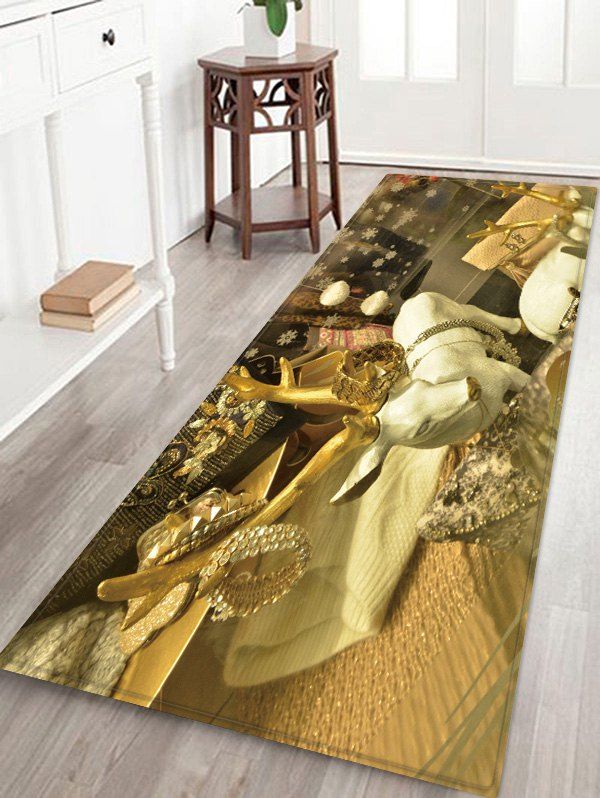

Christmas Elk Pattern Water Absorption Area Rug, Multi