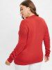 Plus Size Mock Neck Openwork Cable Knit Sweater -  