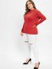 Plus Size Mock Neck Openwork Cable Knit Sweater -  