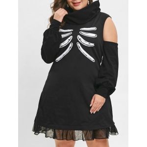 

Plus Size Skull Bone Halloween Dress, Black