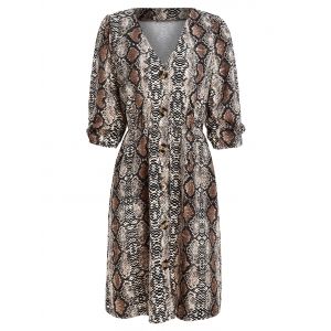 

V Neck Snake Print Mini Dress, Multi