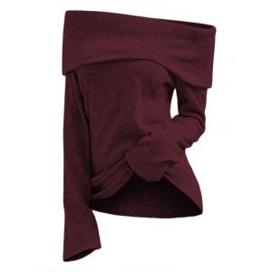 

Off The Shoulder Foldover Knitwear, Red wine