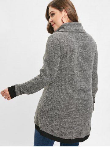

Plus Size Contrast Trim Marled Knitwear, Gray