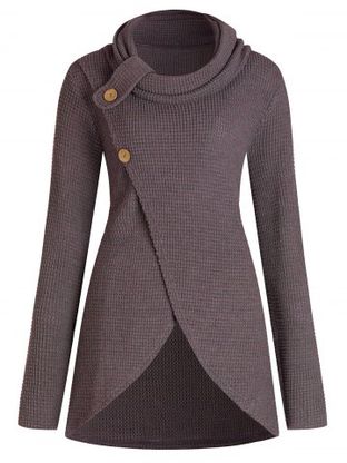 Cowl Neck Plus Size Front Slit Sweater