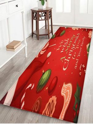 Merry Christmas Pattern Fleece Floor Mat