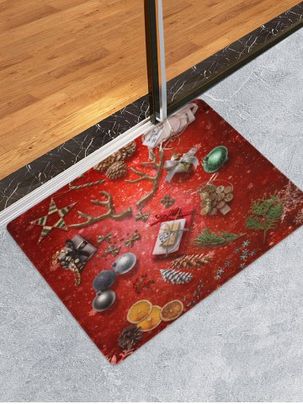 Christmas Deer Horn Printed Floor Mat