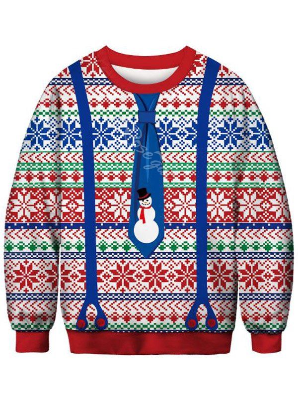 Chic Snowflakes Snowman Faux Tie Christmas Sweatshirt  