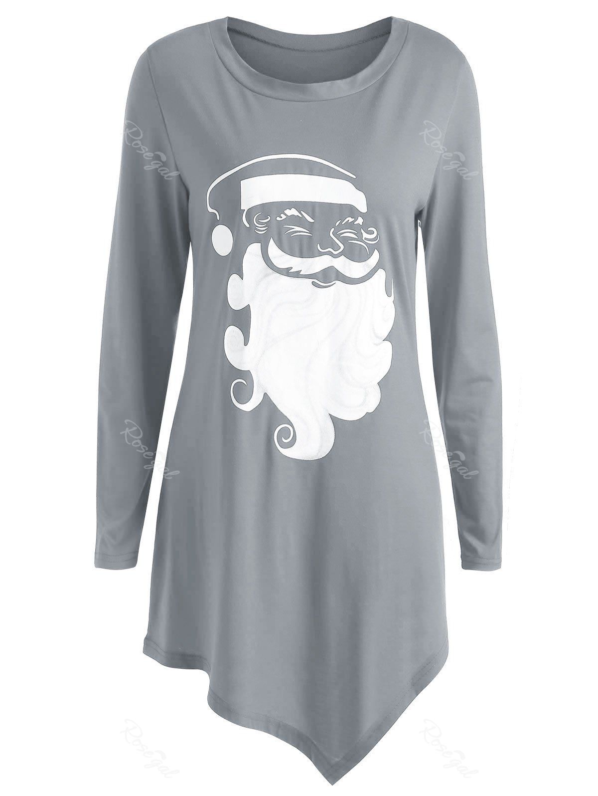 

Plus Size Christmas Santa Claus T-shirt, Gray