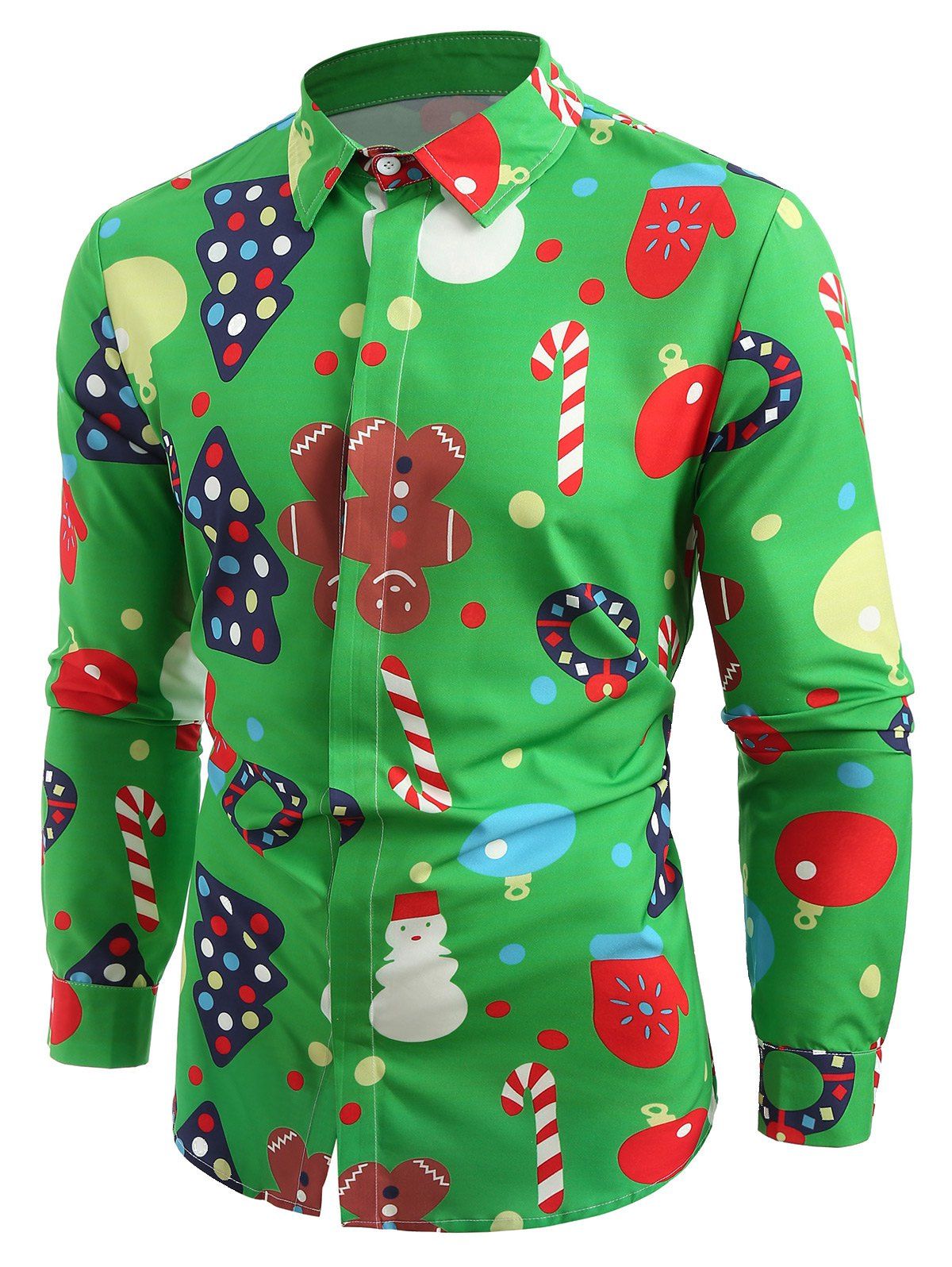 

Christmas Theme Button Up Shirt, Green