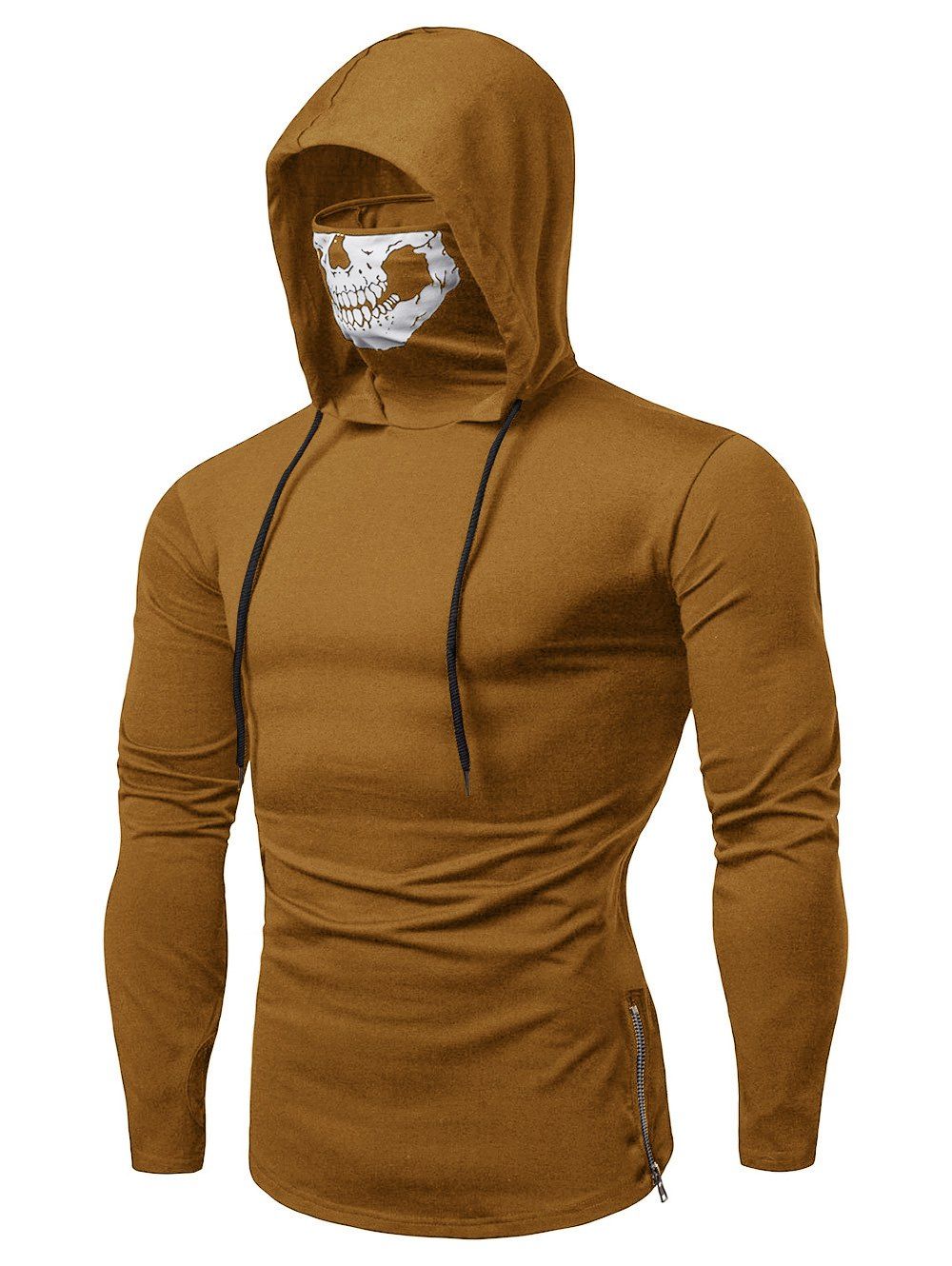 

Fashion Drawstring Scare Mask Hoodie for Man, Light khaki