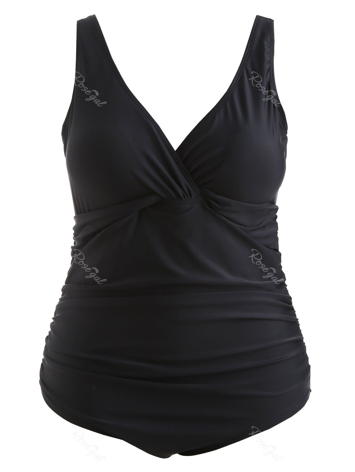 

Padded Plus Size Twist Front Swimwear, Black