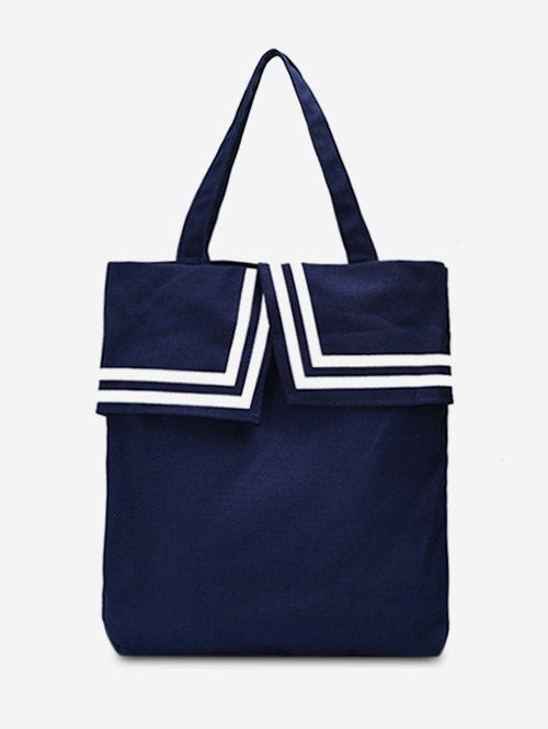 Preppy Style Canvas Tote Bag