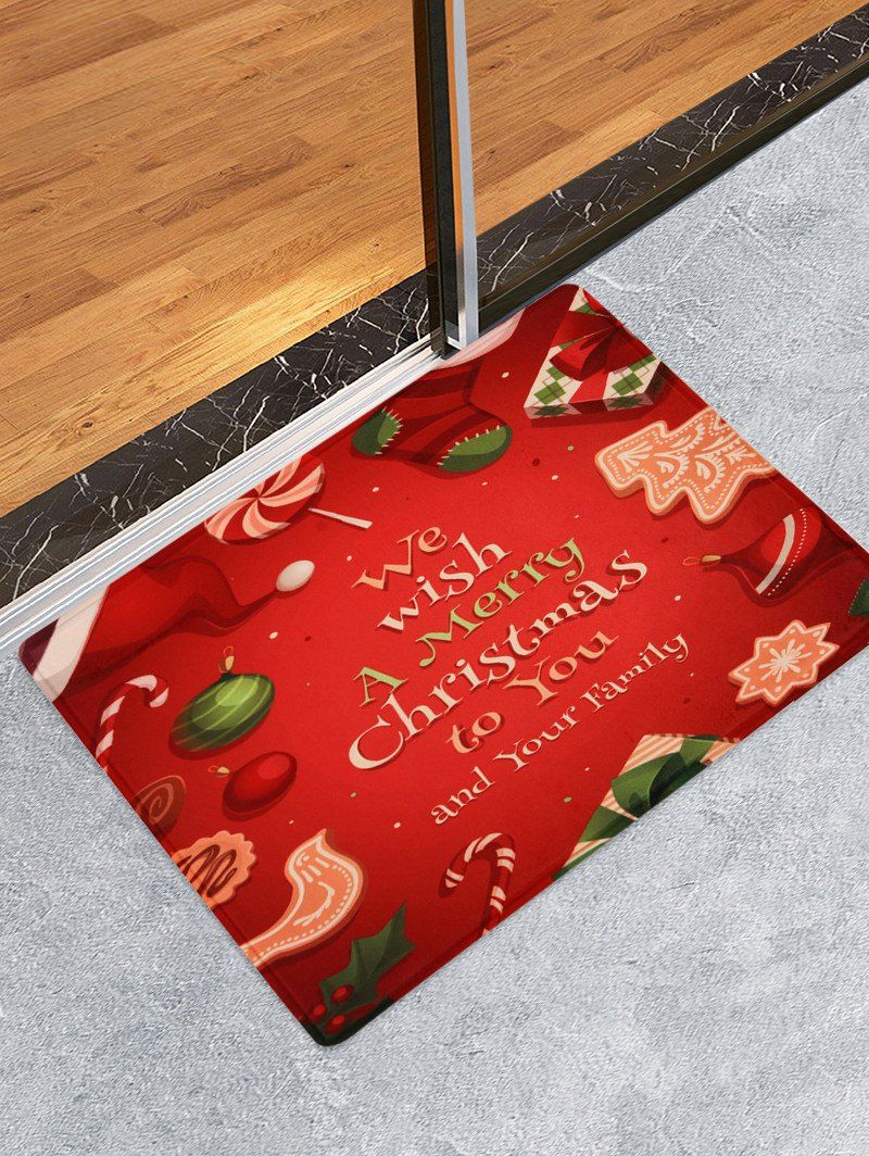 

Merry Christmas Pattern Fleece Floor Mat, Red