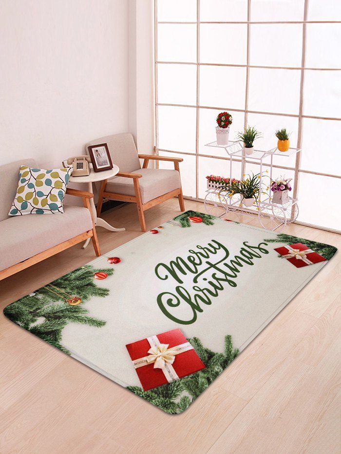 

Merry Christmas Gift Printed Fleece Floor Mat, White