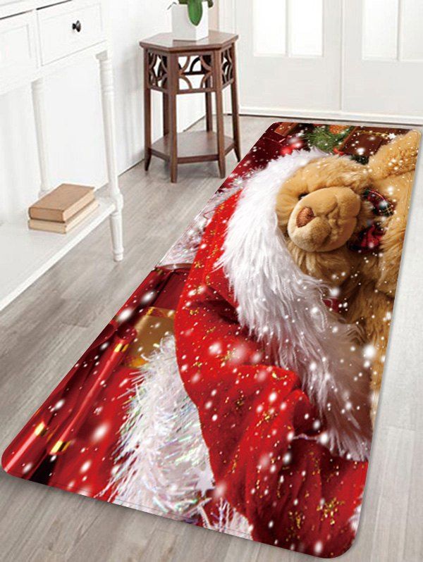 

Christmas Bear Pattern Water Absorption Area Rug, Multi