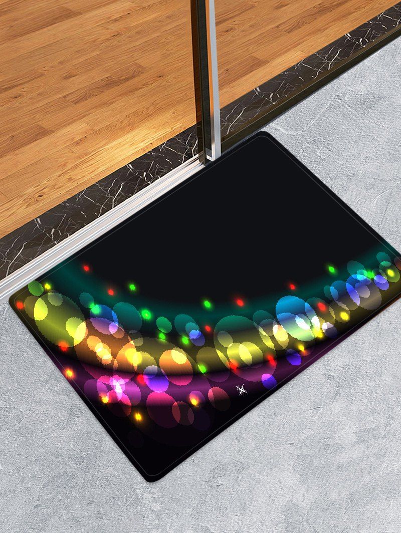 

Christmas Colorful Light Printed Floor Mat, Black