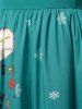 Robe Vintage à Imprimé Père Noël de Grande Taille - Turquoise Foncée 5X