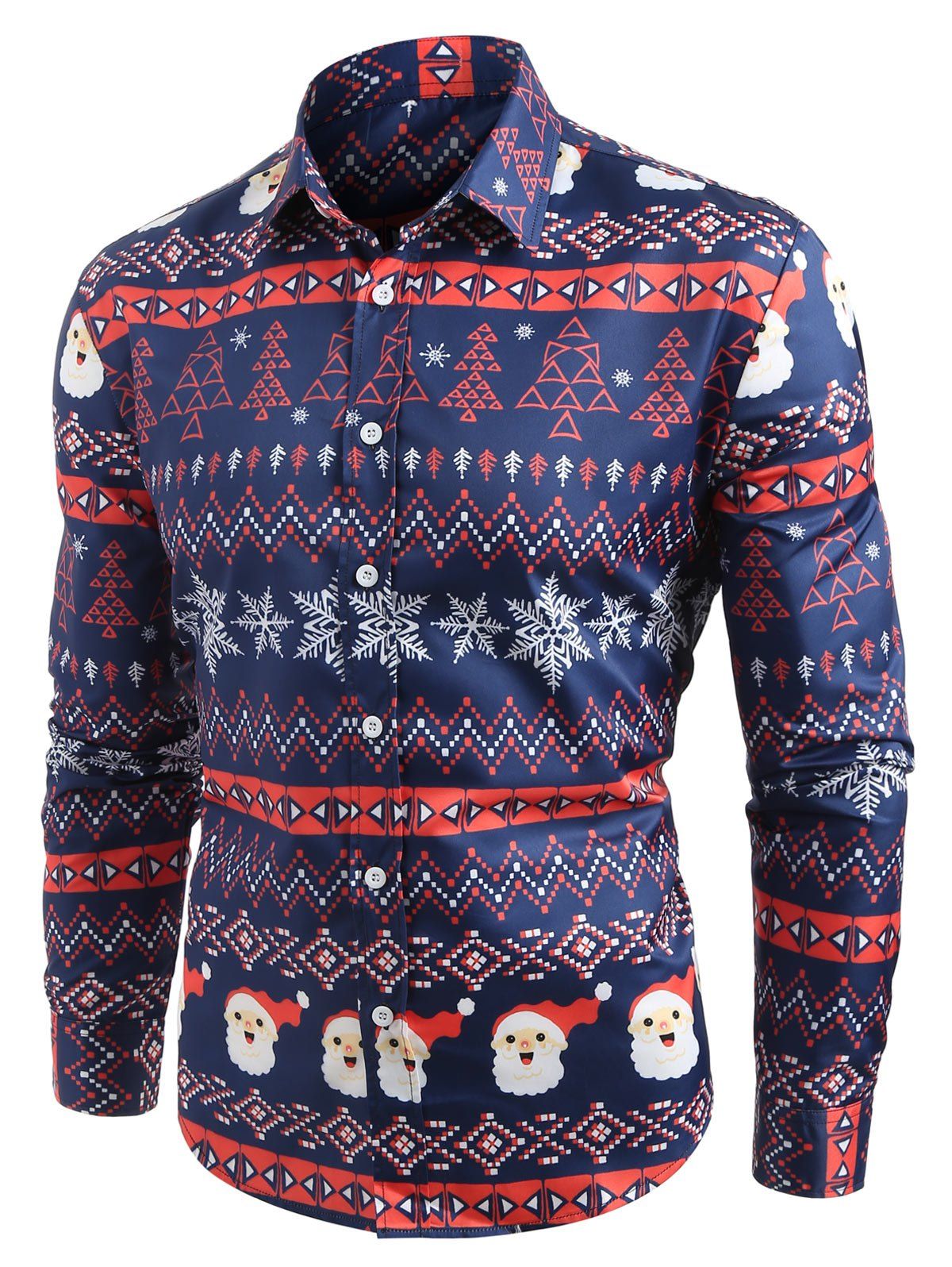 

Christmas Graphic Pattern Long Sleeves Shirt, Lapis blue
